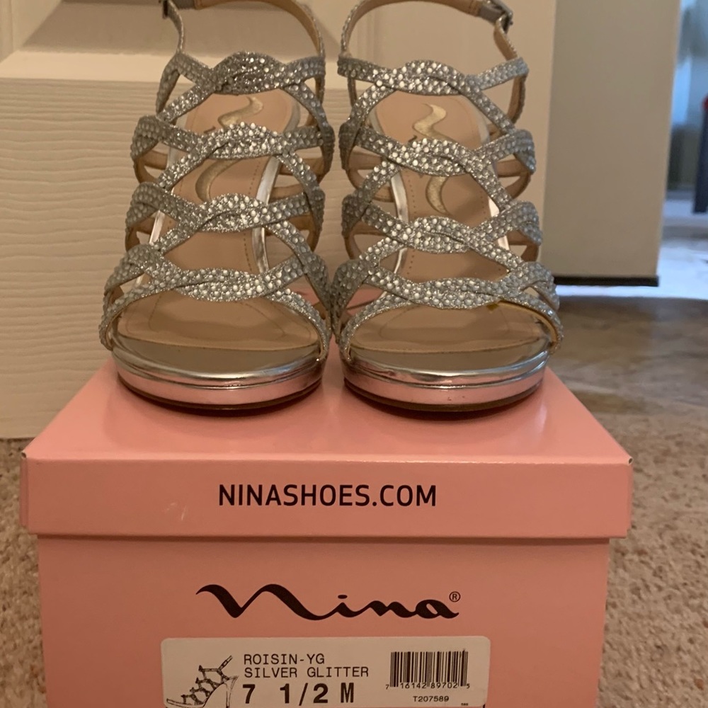 Nina Silver Glitter heels